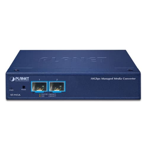 XT-915A — 2-Port 10G/2.5G/1G/100BASE-X SFP+ Managed Media Converter, vista 2