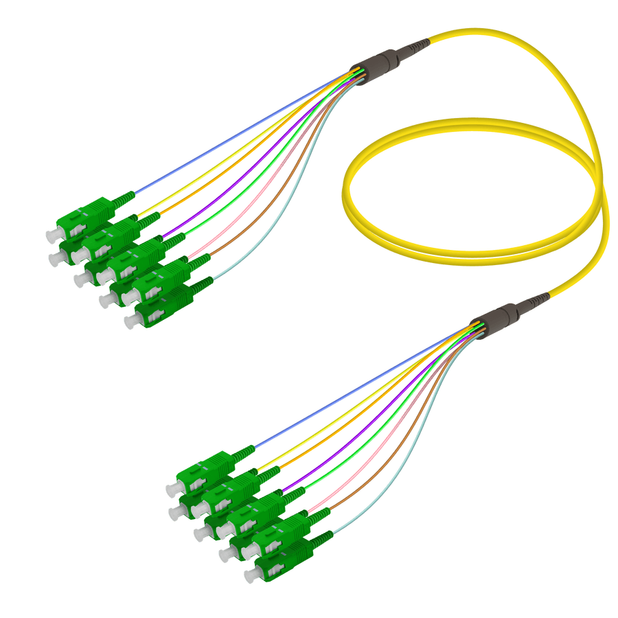 SC/APC-SC/APC | 8 Fibers Fanout | Single Mode G657.A2 | 3.0/0.9mm