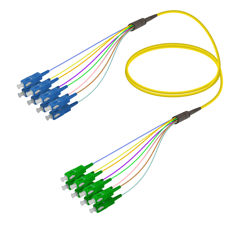 SC/UPC-SC/APC | 8 Fibers Fanout | Single Mode G657.A2 | 3.0/0.9mm