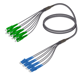 SC/APC-LC/UPC | 8 Fibers Universal Fanout | Single Mode G657.A2 | 4.8/1.8mm, vista 2