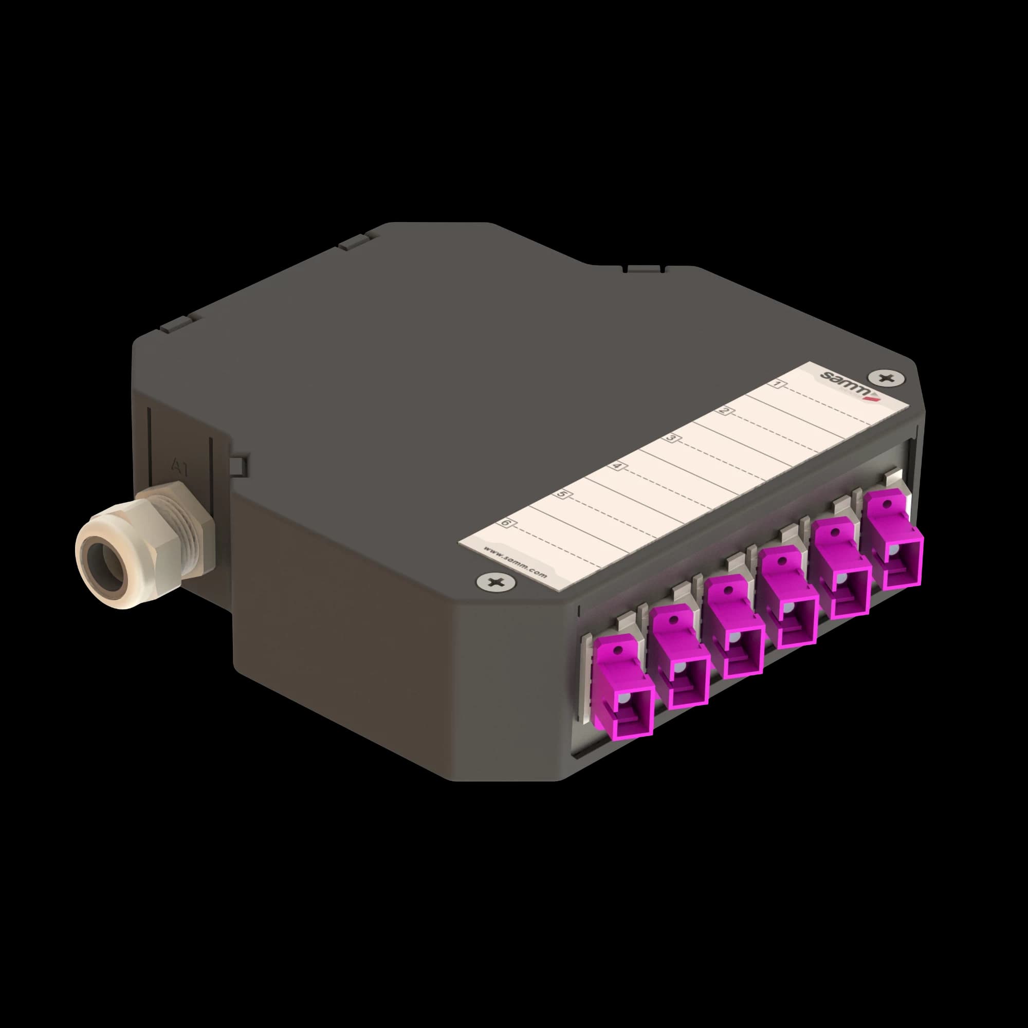 DIN Rail Termination Box | 6 SC Simplex Angled | DP2, vista 6