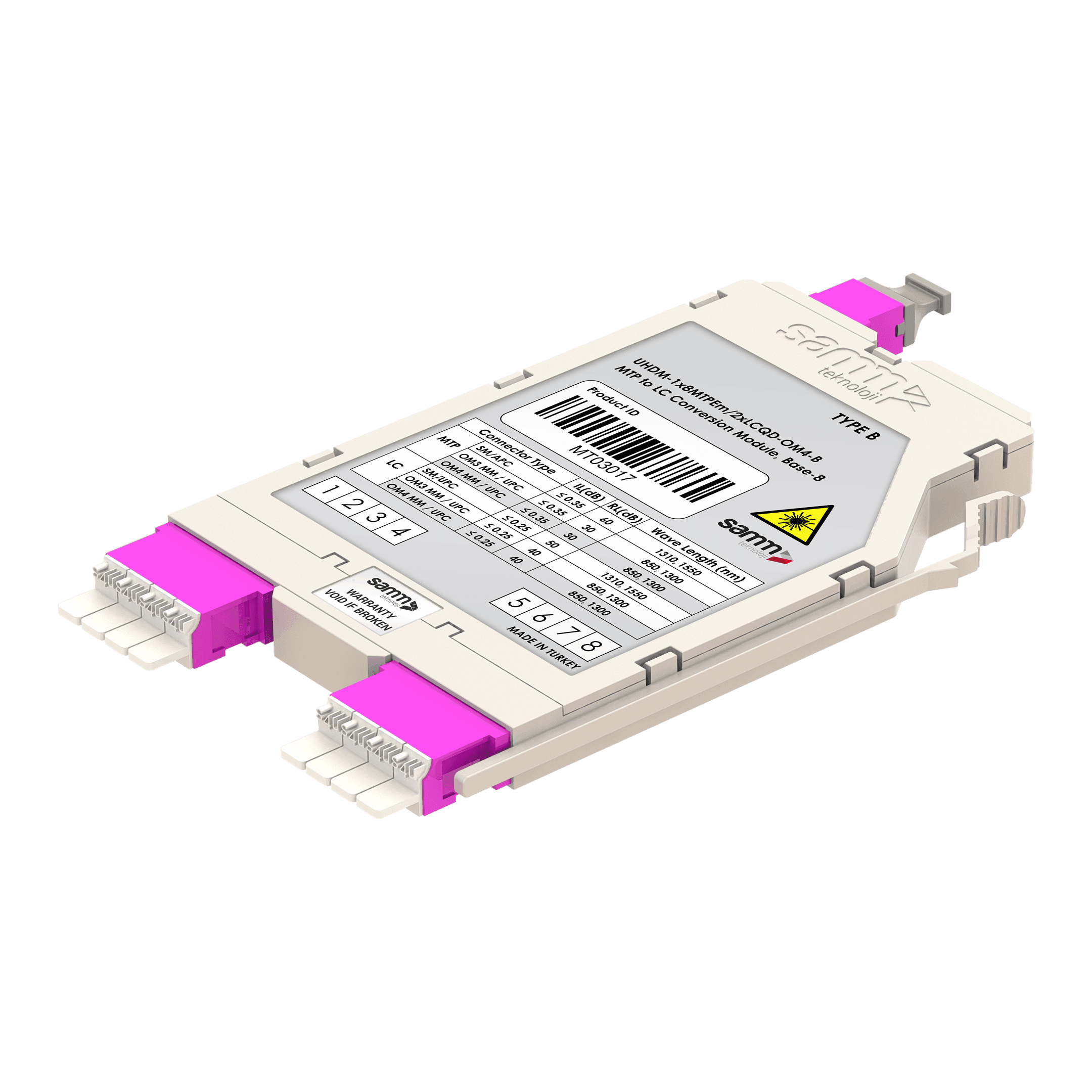 G-Connect | UHD MTP-LC Conversion Module | OM4 | Base-8, vista 3