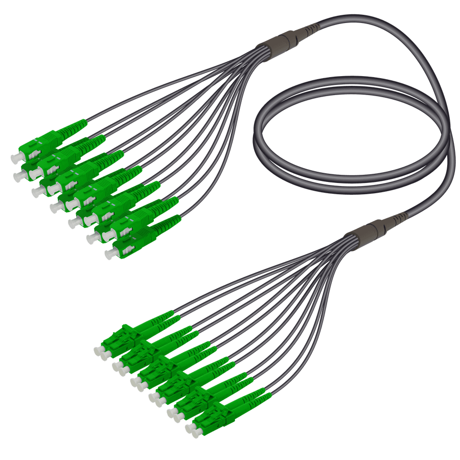 SC/APC-LC/APC | 12 Fibers Universal Fanout | Single Mode G657.A2 | 4.8/1.8mm