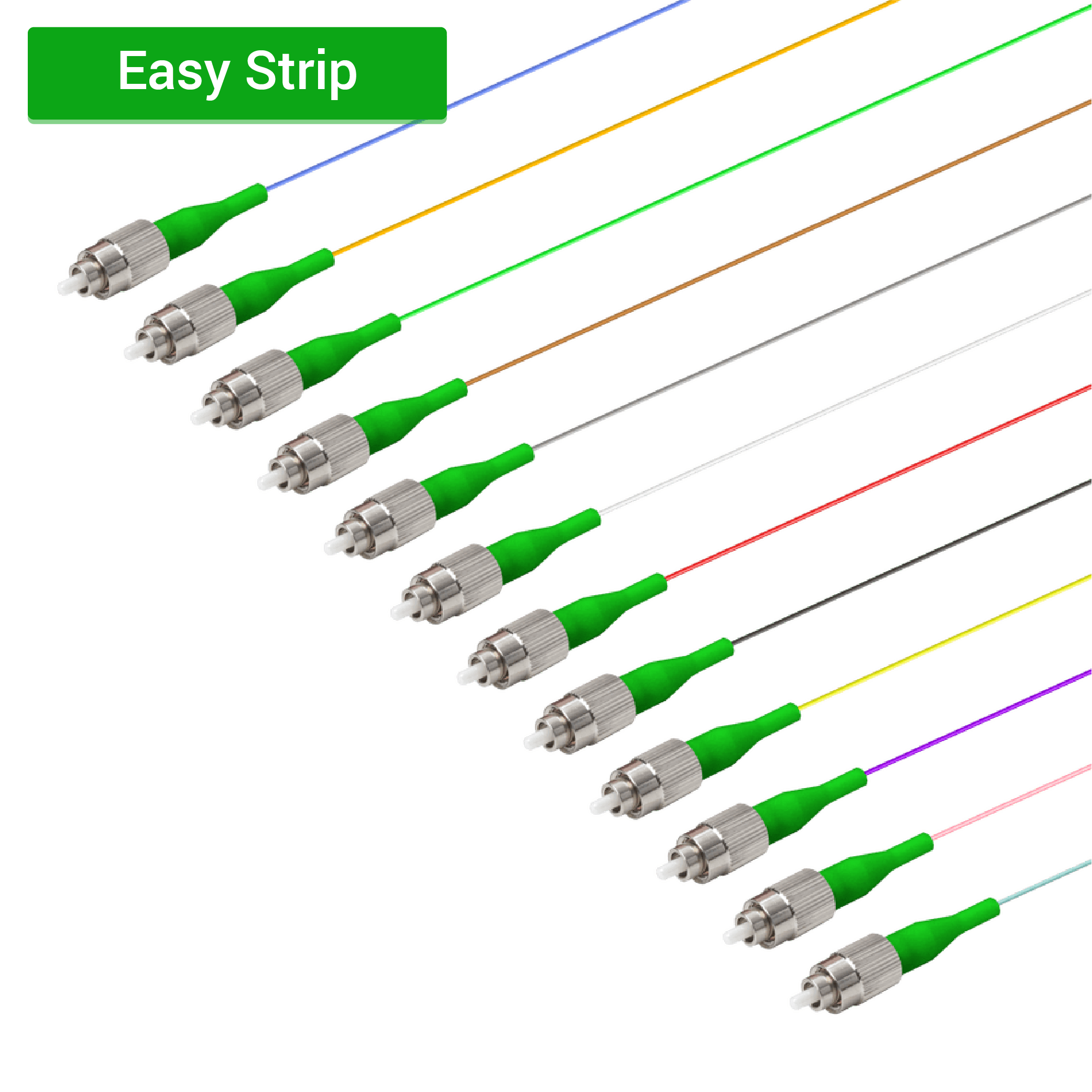 FC/APC 12 Fiber Pigtail | Single Mode G657.A2 | 0.9mm