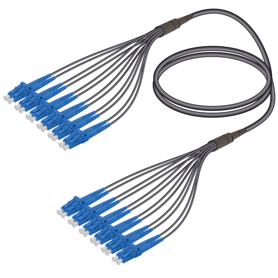 LC/UPC-LC/UPC | 12 Fibers Universal Fanout | Single Mode G657.A2 | 4.8/1.8mm