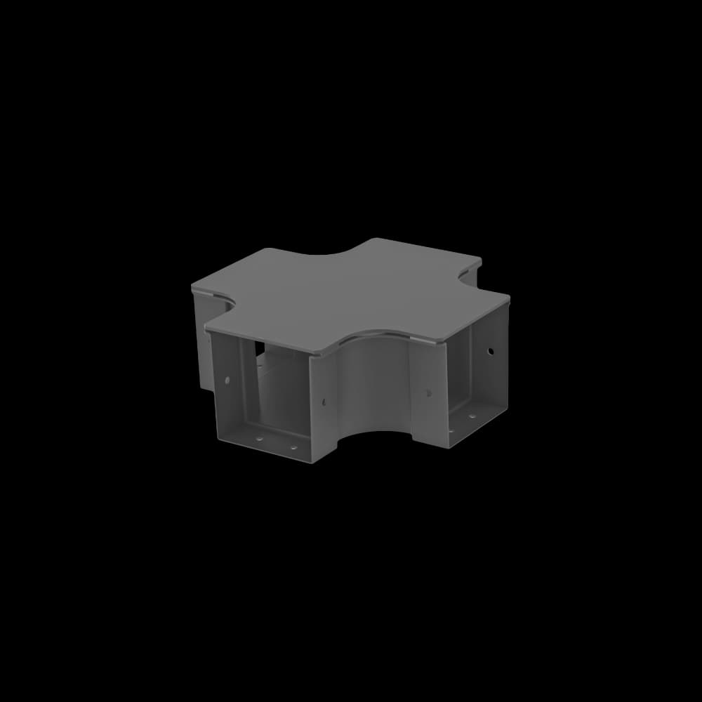Raceways | 4 Way Cross Connection 100mm | W/ Cover, vista 2