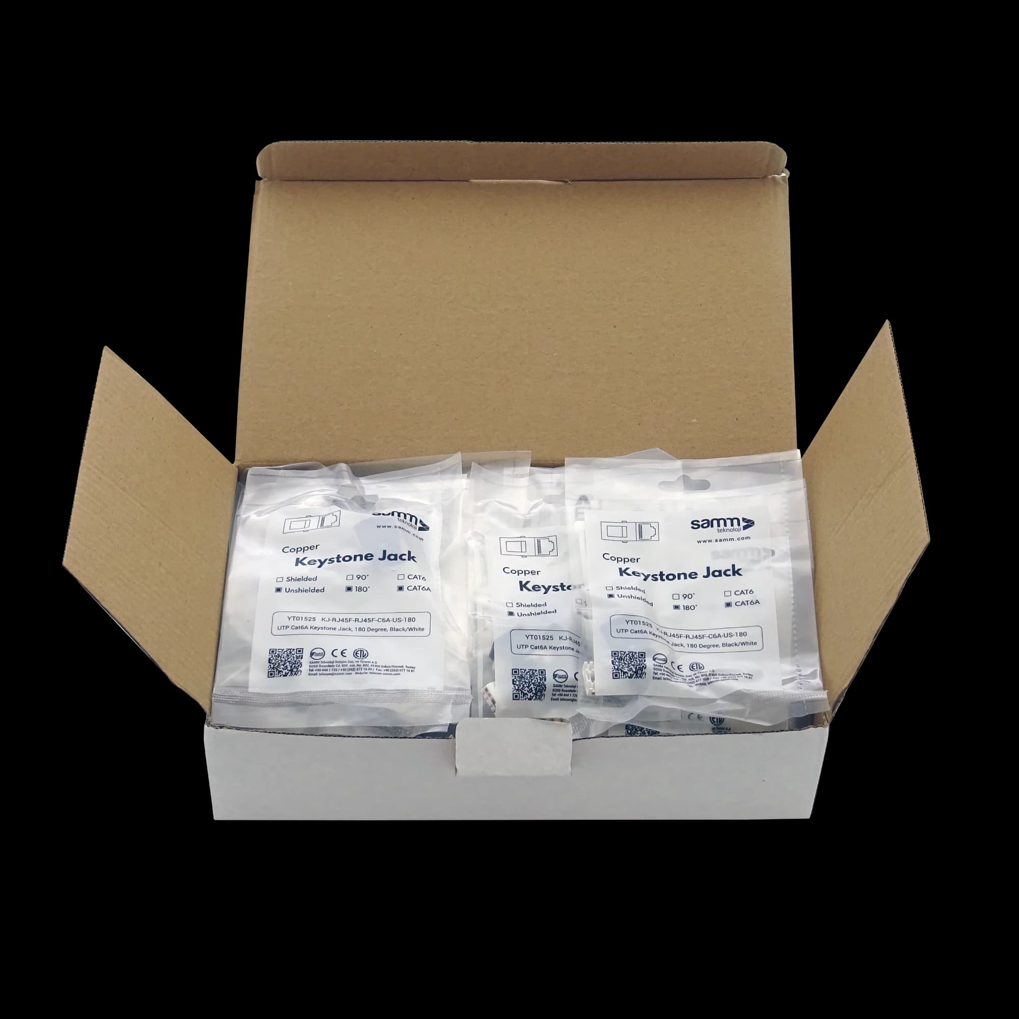CAT6A Jack to Jack Keystone 180° | Unshielded, vista 3