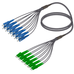 SC/UPC-LC/APC | 12 Fibers Universal Fanout | Single Mode G657.A2 | 4.8/1.8mm, vista 2