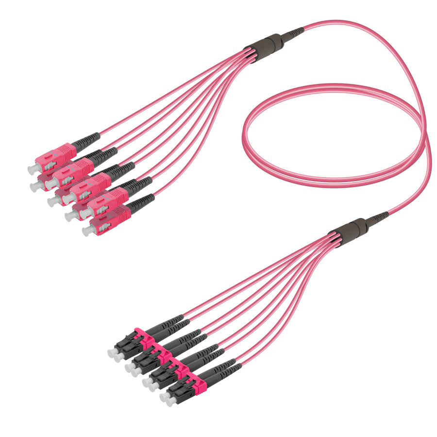 SC/UPC-LC/UPC | 8 Fibers Fanout | Multi Mode G651.OM4 | 3.0/1.8mm