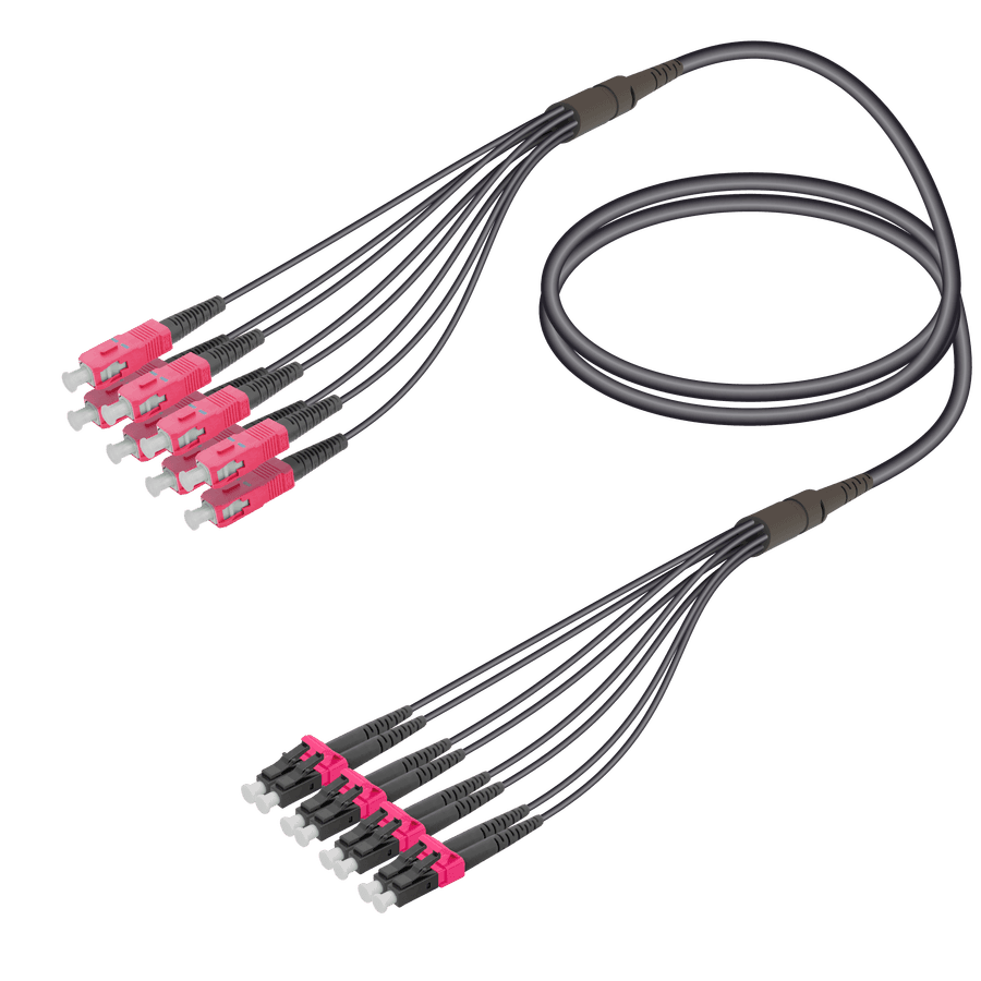 SC/UPC-LC/UPC | 8 Fibers Universal Fanout | Multi Mode G651.OM4 | 4.8/1.8mm