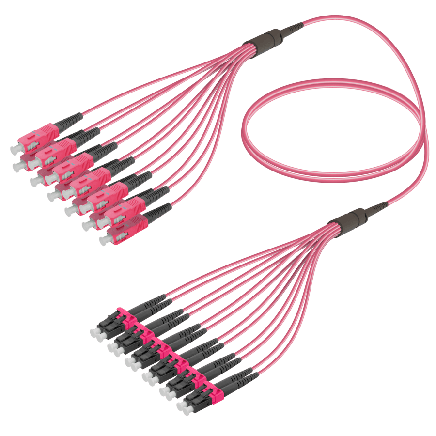 SC/UPC-LC/UPC | 12 Fibers Fanout | Multi Mode G651.OM4 | 3.0/1.8mm