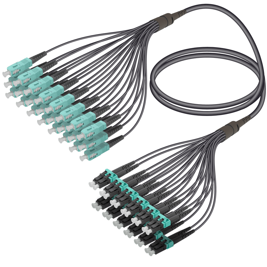 SC/UPC-LC/UPC | 24 Fibers Universal Fanout | Multi Mode G651.OM3 | 4.8/1.8mm