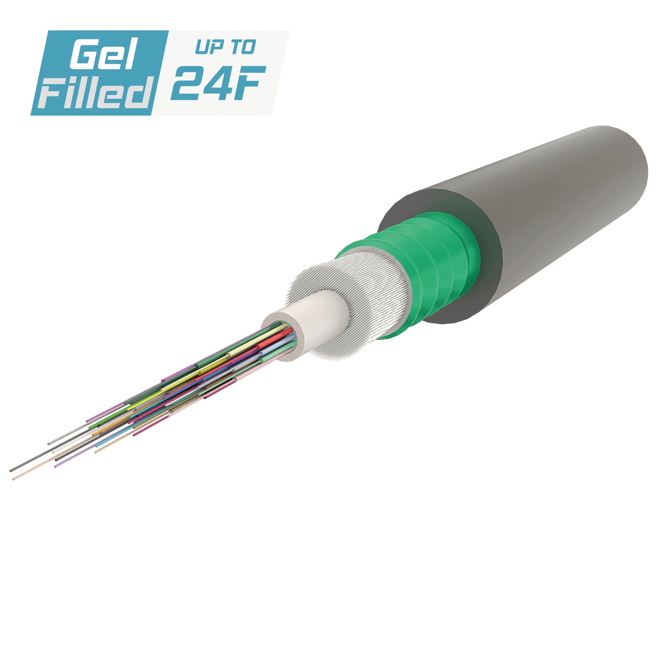 Steel-Armoured Central Loose Tube Fiber Optic Cable | Gel-Filled | A-D1Q(ZN)(SR)2Y | Up to 24F | 2000 meters