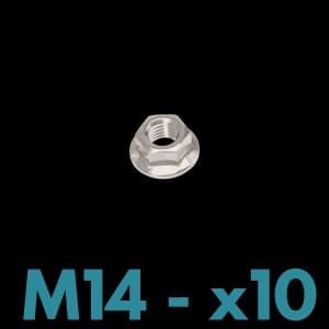 FDS_DIN 6923 Galvanized Steel M14 Flanged Nut Kit of 10