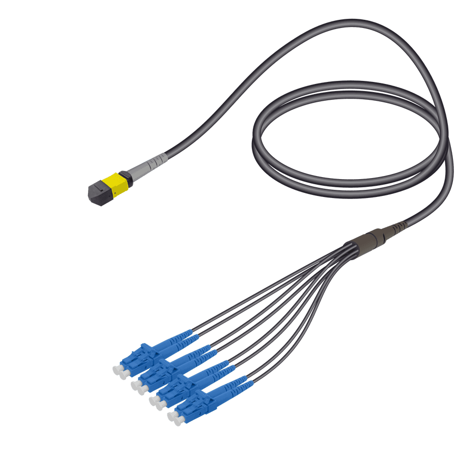 Male MTP Elite to LC/UPC Universal Fanout | Base-8 | Single Mode G657.A2 | 4.8/1.8mm