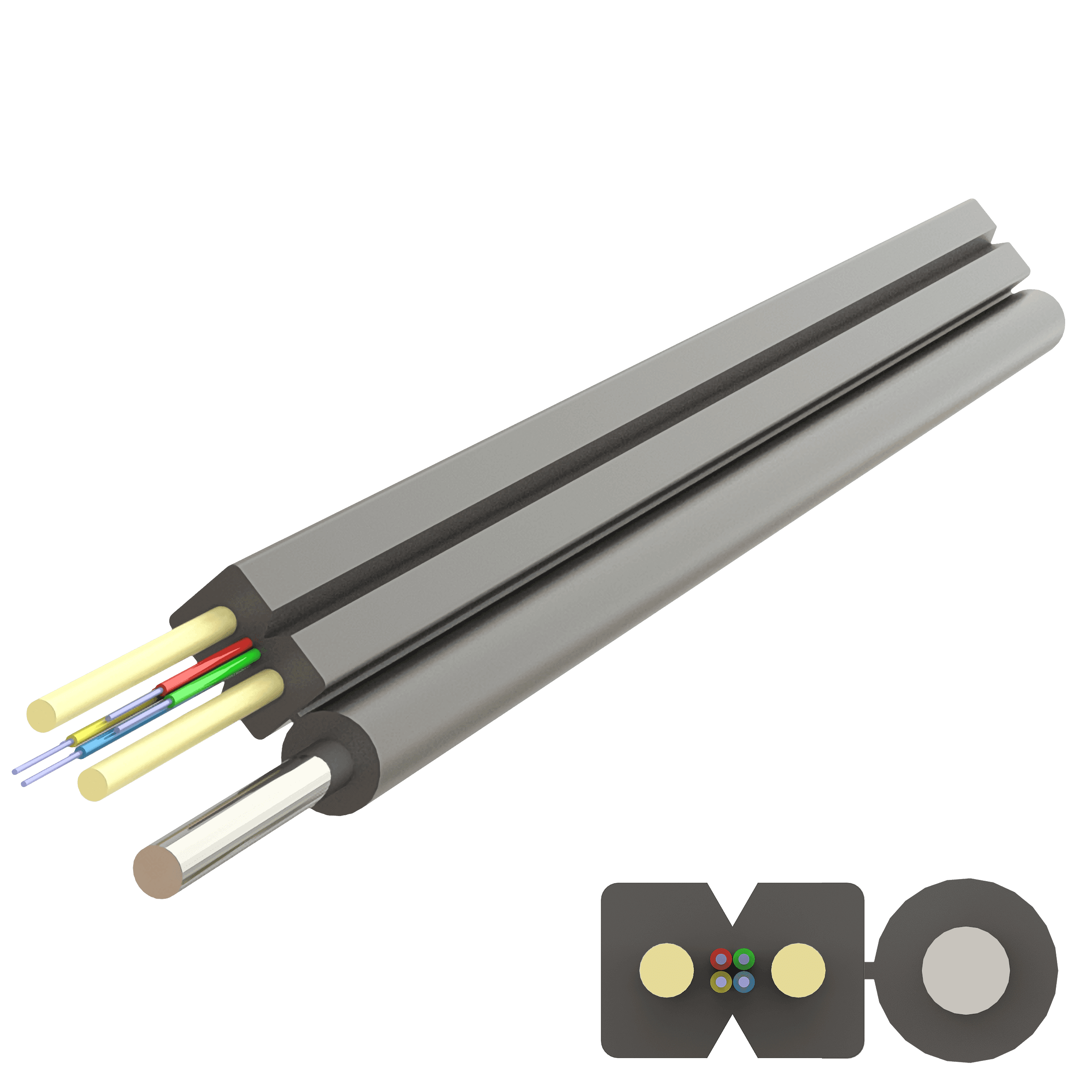 Flat Messenger FRP Drop Cable 2.0x5.2mm | U-(ZN-2P)HT | Up to 4F | 1000 meters