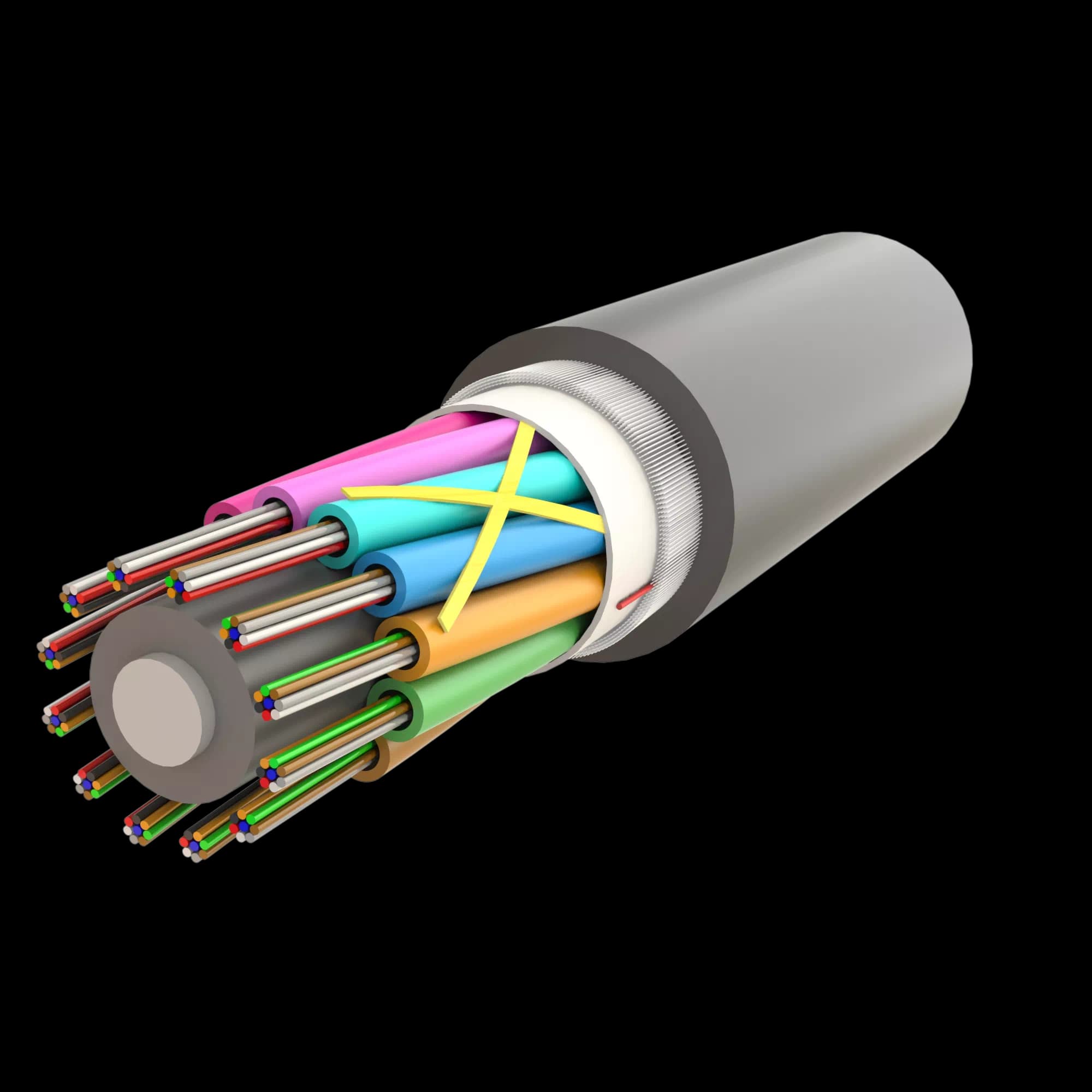 Mini-Duct Multi Loose Tube Fiber Optic Cable | Gel-Filled Dry Core | AT-D1Q2Y | Up to 144F