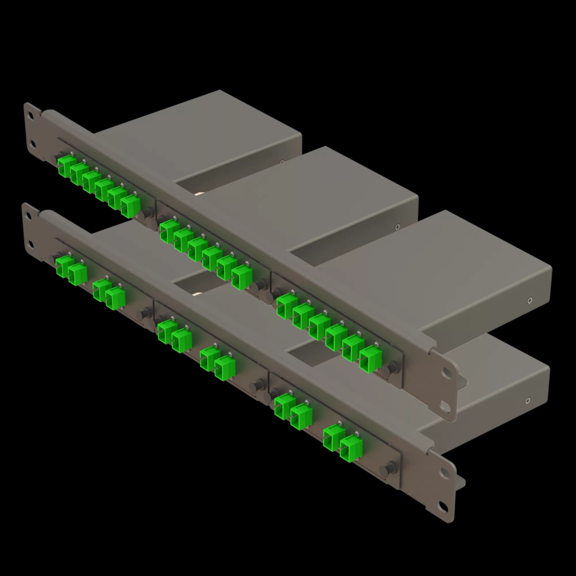 1RU, 3-Slot LGX-Compatible Rack-Mount Shelf, vista 2