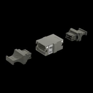 MTP Simplex Adapter | w/o Flange | Aligned Keys | 2 Dust Plugs US Conec ( 12221), vista 2