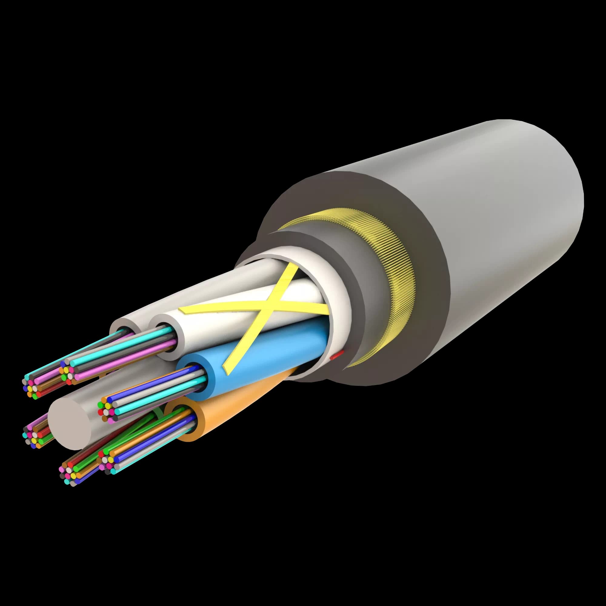 ADSS Gel-Filled Dry Core Non-Armoured Multi Loose Tube Double Jacket Cable 12F to 72F - AT-D1Q2Y(ZN-AY)2Y - 13mm