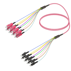 SC/UPC-LC/UPC | 8 Fibers Fanout | Multi Mode G651.OM4 | 3.0/0.9mm, vista 2