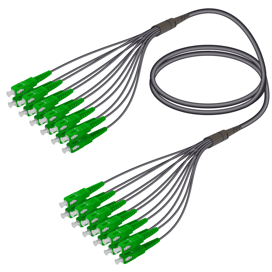 SC/APC-SC/APC | 12 Fibers Universal Fanout | Single Mode G657.A2 | 4.8/1.8mm