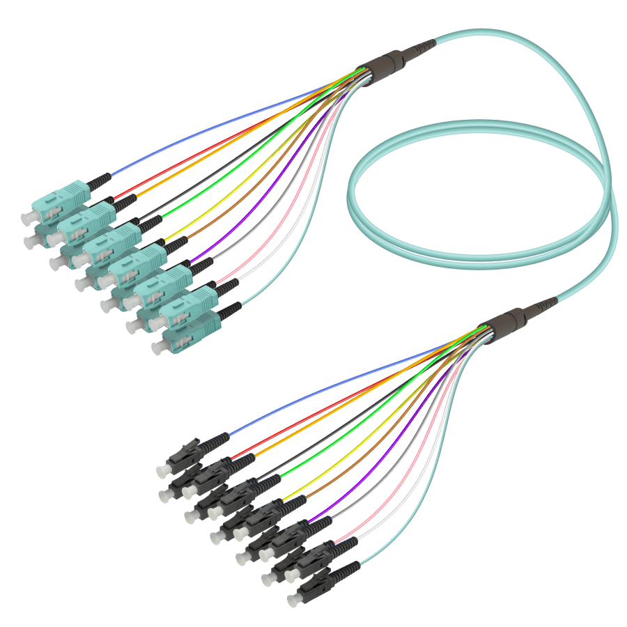 SC/UPC-LC/UPC | 12 Fibers Fanout | Multi Mode G651.OM3 | 3.0/0.9mm