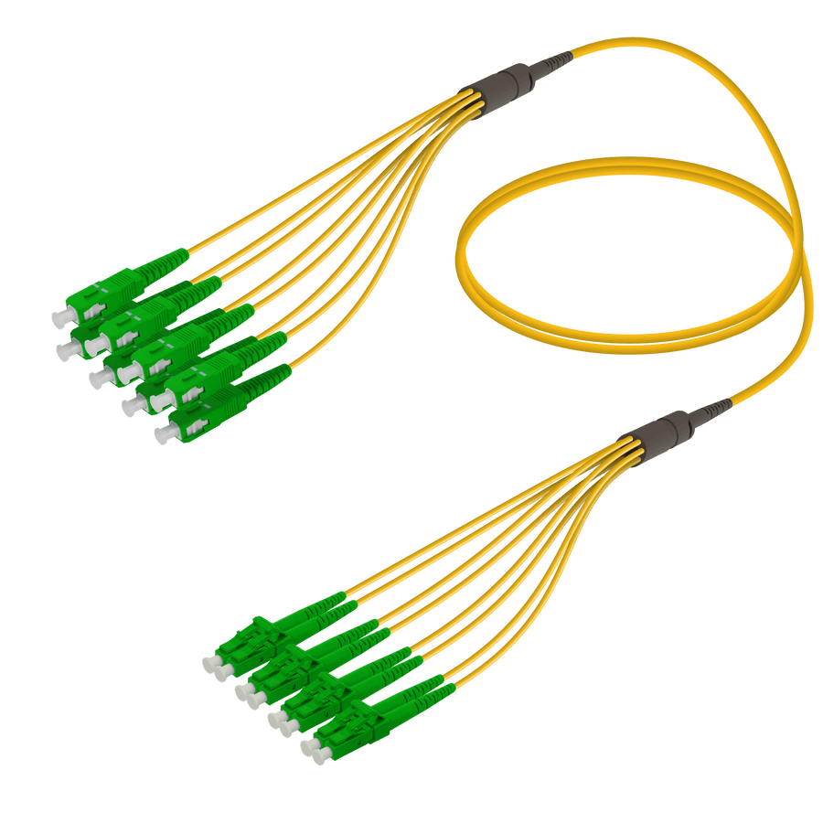 SC/APC-LC/APC | 8 Fibers Fanout | Single Mode G657.A2 | 3.0/1.8mm