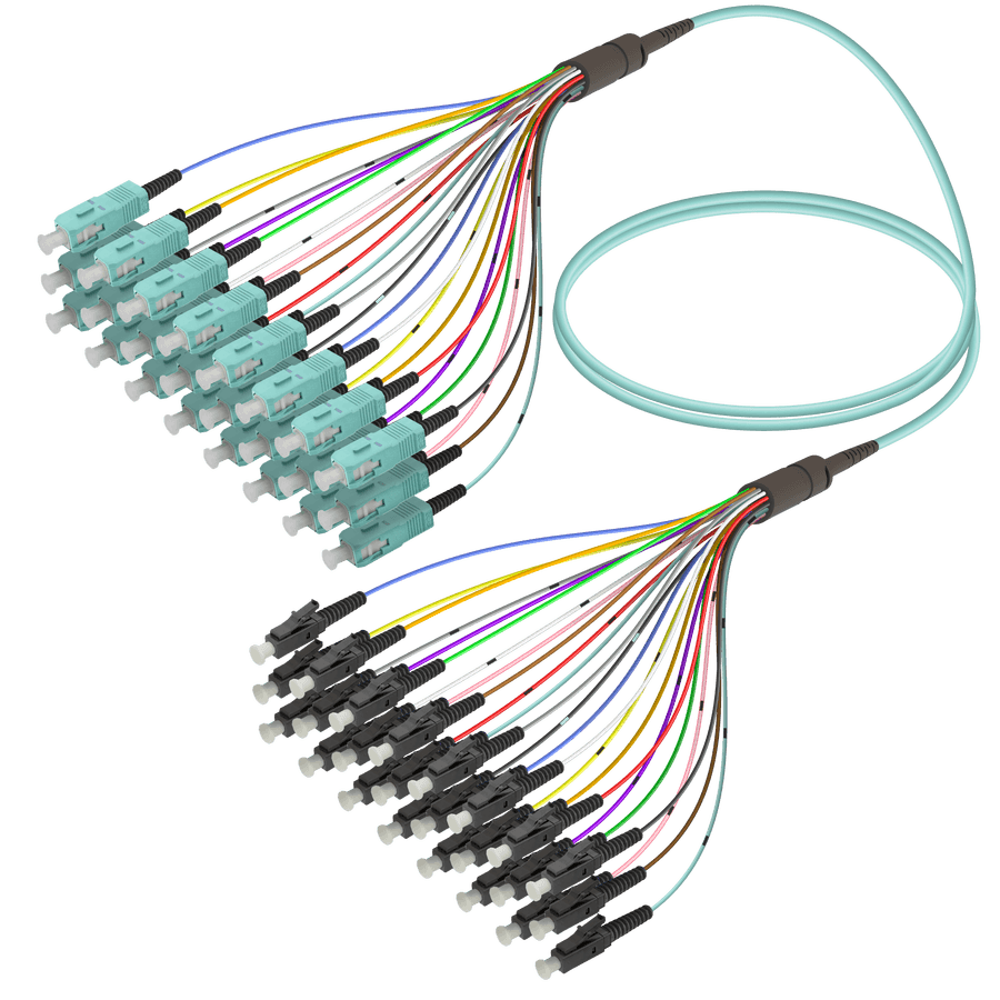 SC/UPC-LC/UPC | 24 Fibers Fanout | Multi Mode G651.OM3 | 3.0/0.9mm