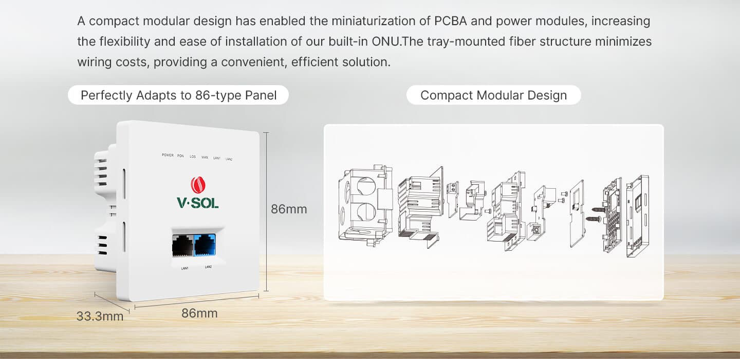 V2802PH — 1XPON+1GE+1*2.5GE Built-in ONT(86 Type), vista 4