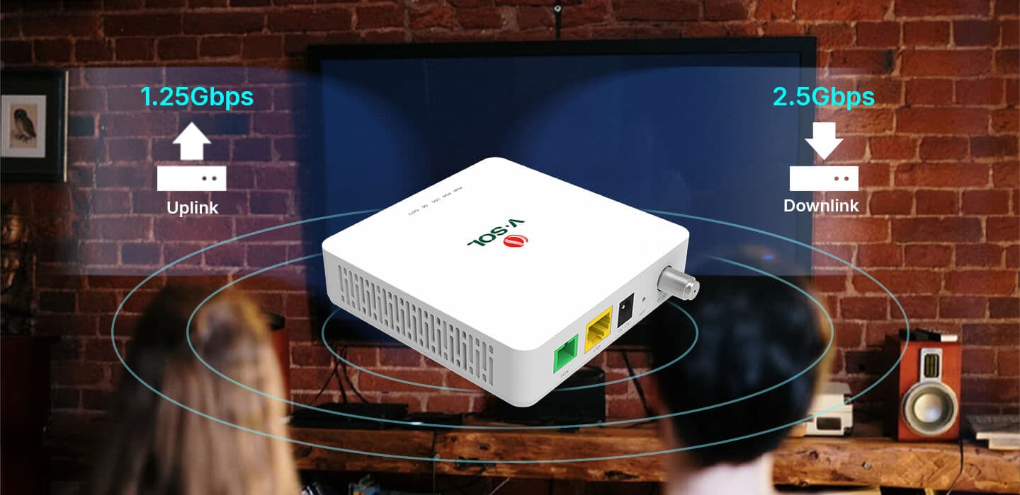 V2801D-1GT1 — 1GE+CATV ONU, vista 8