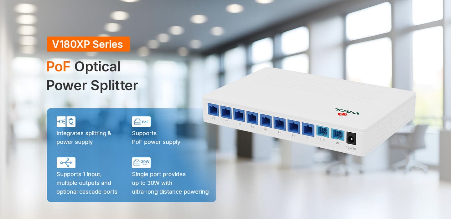 Serie V180XP — PoF Optical Power Splitter, vista 6
