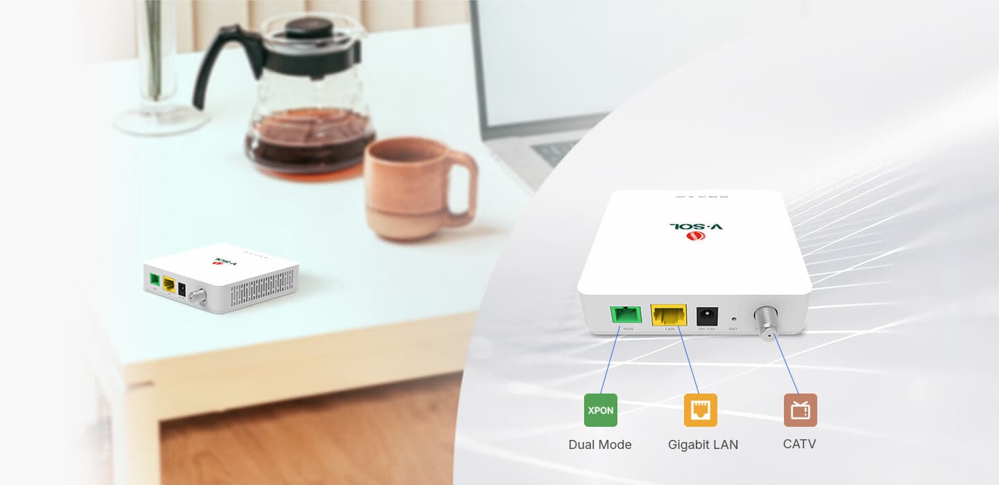 V2801D-1GT1 — 1GE+CATV ONU, vista 7