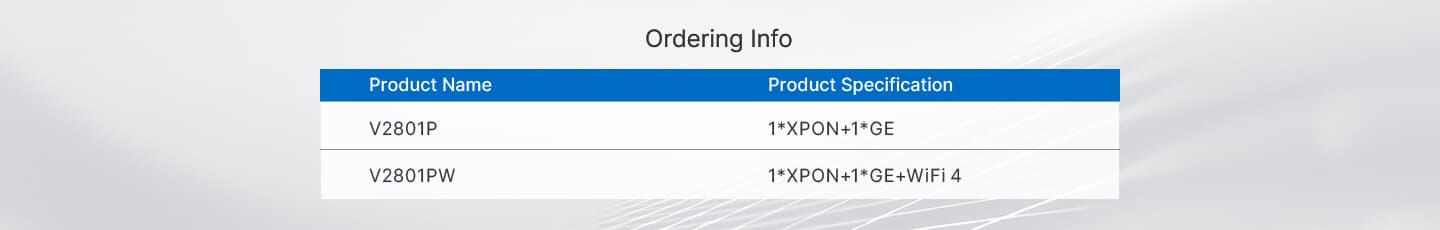 V2801P/V2801PW — 1XPON+1GE+Wi-Fi 4 Built-in ONT(86 Type), vista 11