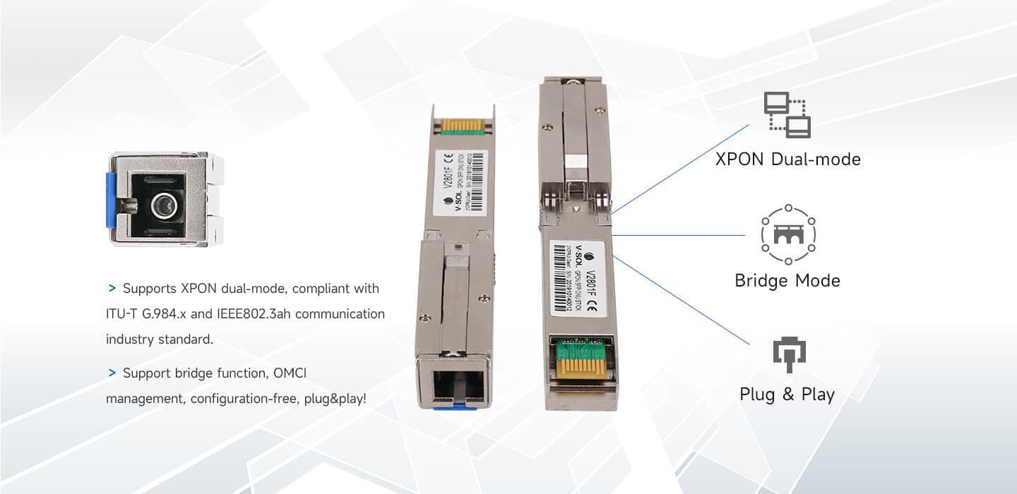 V2801F — 1XPON+1GE(SFP) SFP ONT, vista 7