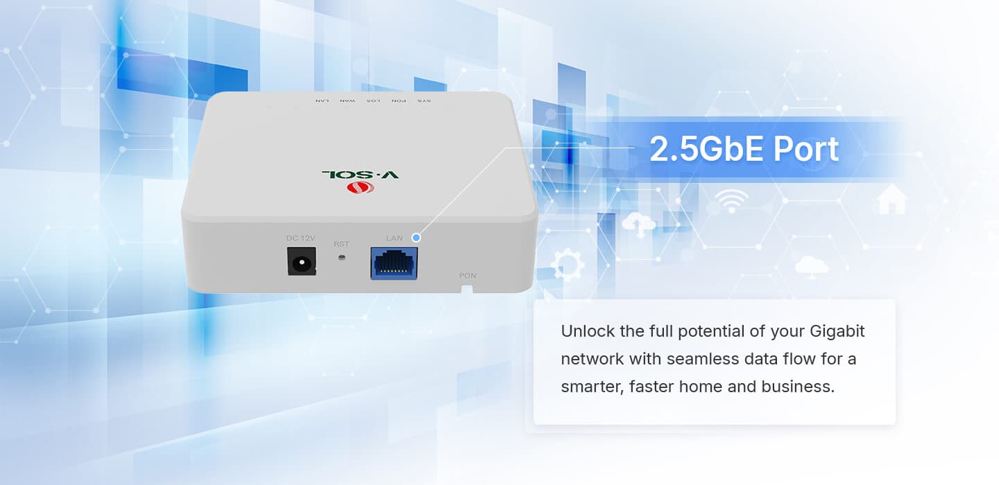 V2901Q-A — 10G PON+2.5GbE ONU, vista 6