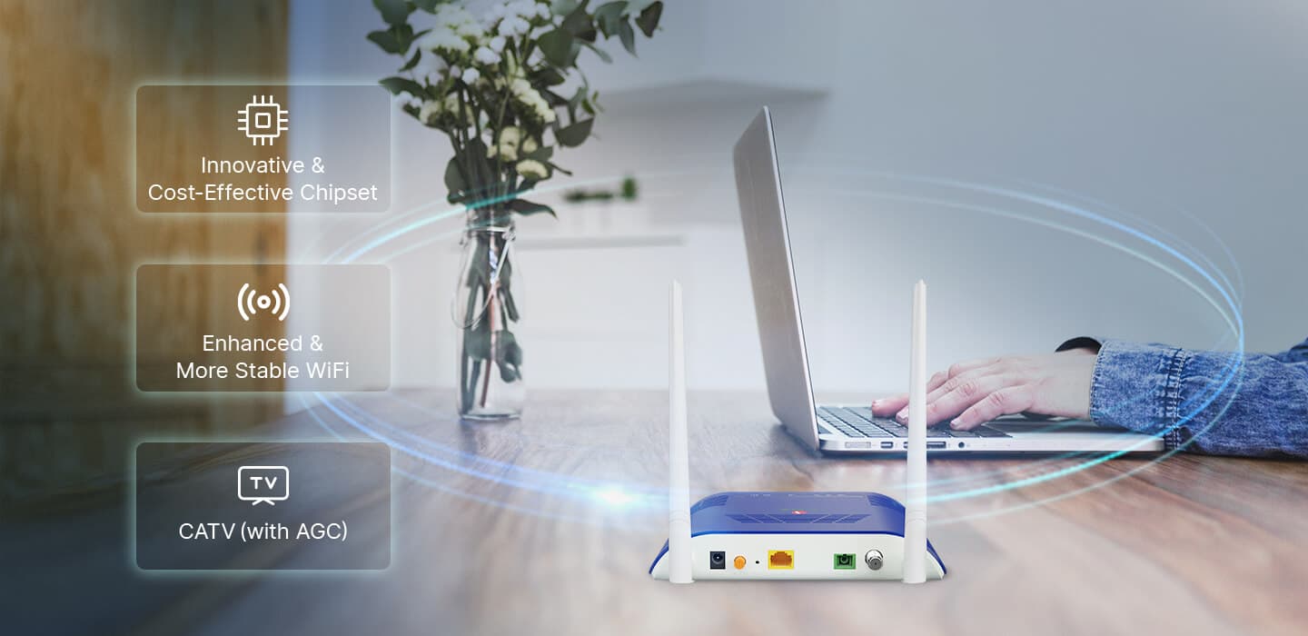 V2801WT — 1XPON+1GE+Wi-Fi 4+CATV HGU ONT, vista 4