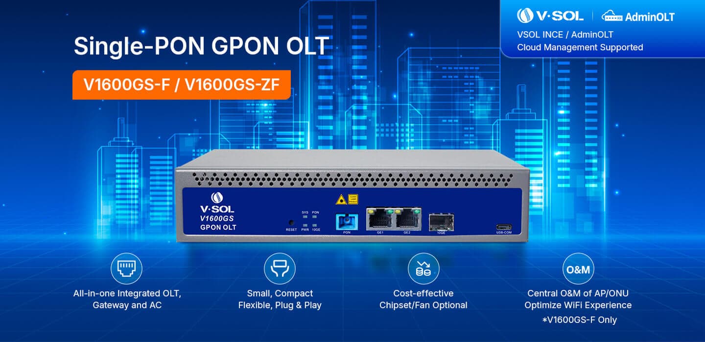 V1600GS-F/V1600GS-ZF — Single PON GPON OLT, vista 6