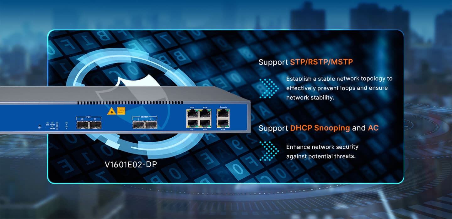 V1601E02-DP — 2 Port EPON OLT, vista 6