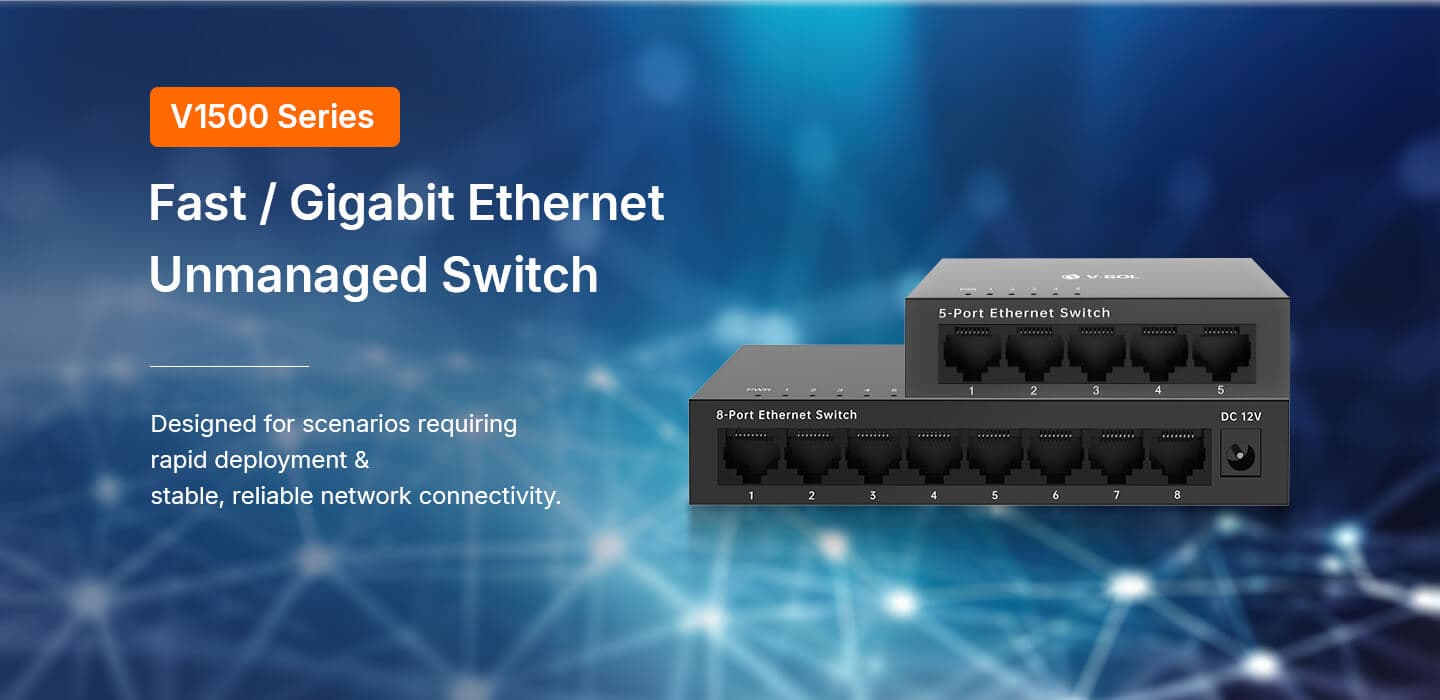 V1500-5F(G)-R, V1500-8F(G)-R — Switch Ethernet no Gestionado de la Serie V1500 (Rápido/Gigabit), vista 6