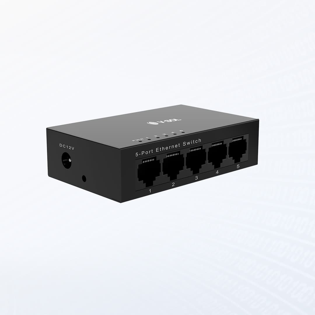 V1500-5F(G)-R, V1500-8F(G)-R — Switch Ethernet no Gestionado de la Serie V1500 (Rápido/Gigabit), vista 2