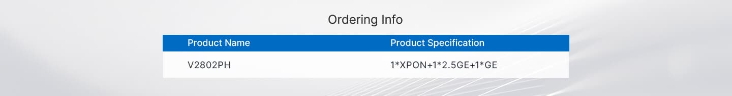 V2802PH — 1XPON+1GE+1*2.5GE Built-in ONT(86 Type), vista 9
