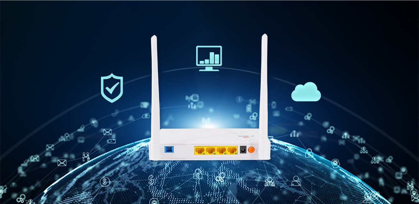 V2804N — 1GE(WAN/LAN1)+3FE(LAN)+Wi-Fi 4+USB ONU, vista 5