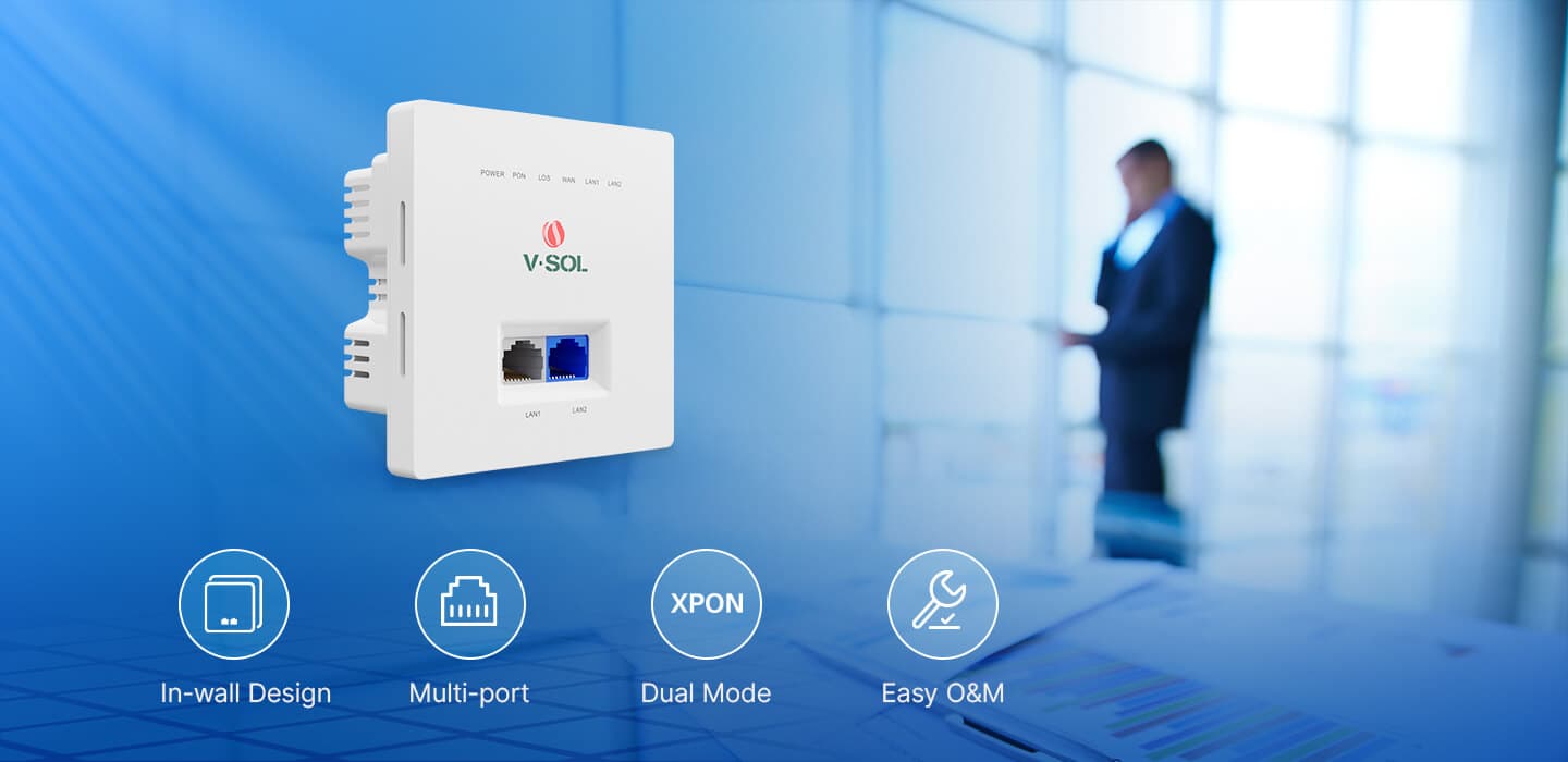 V2802PH — 1XPON+1GE+1*2.5GE Built-in ONT(86 Type), vista 3