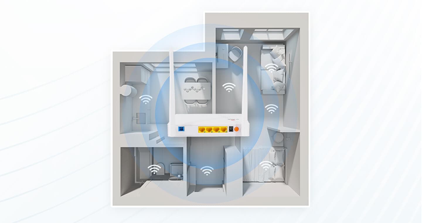 V2804N-Z — 1XPON+4GE+Wi-Fi 4 HGU ONT, vista 9