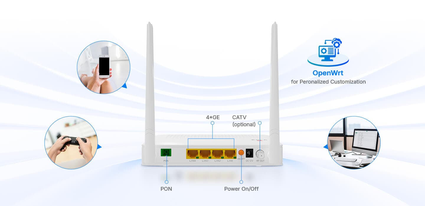 V2804AC(T)-A — 1GE(WAN/LAN1)+3GE(LAN)+USB 3.0+Wi-Fi 5 HGU ONT, vista 7