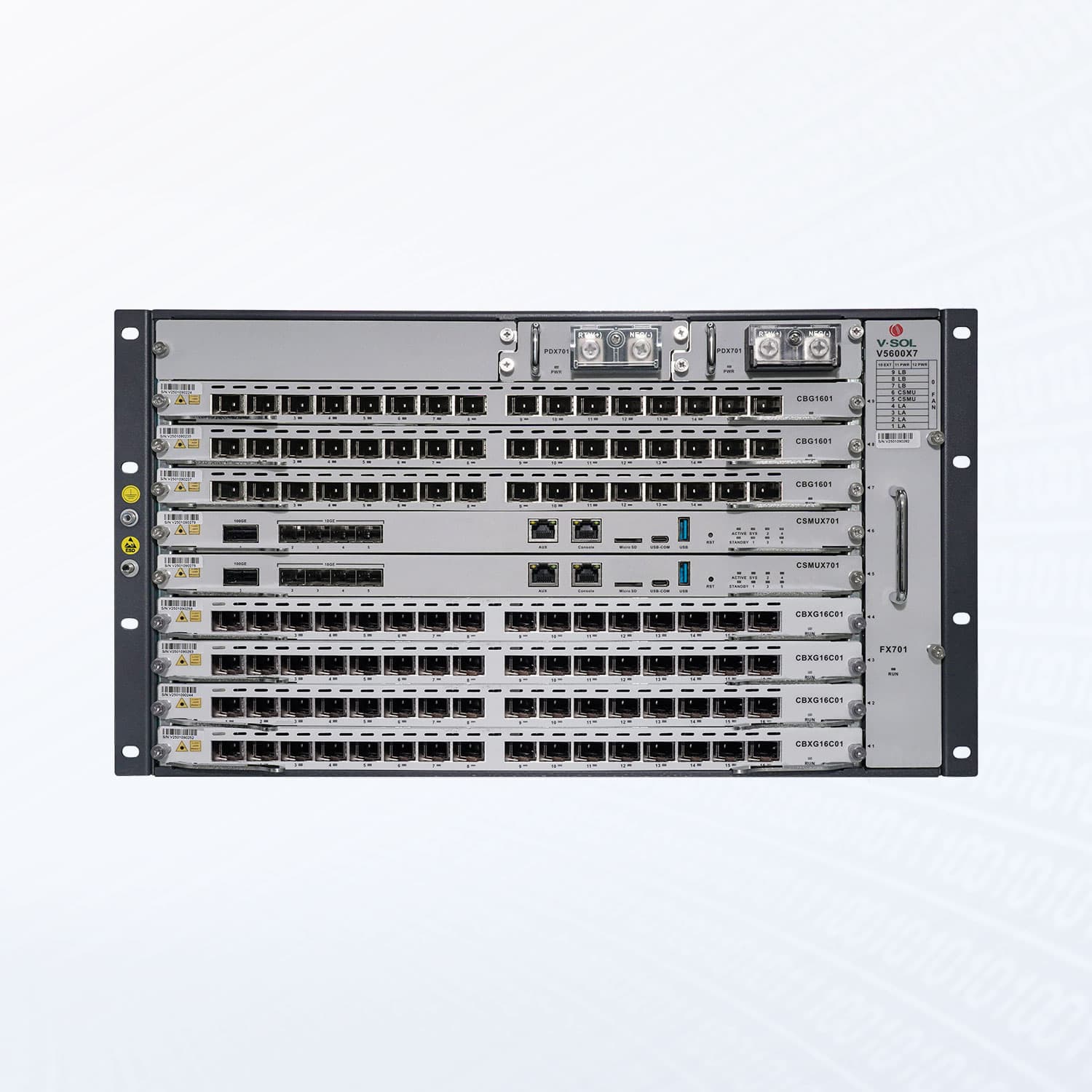 V5600X7 — Chasis combinado GPON/XGS-PON de 7 ranuras OLT