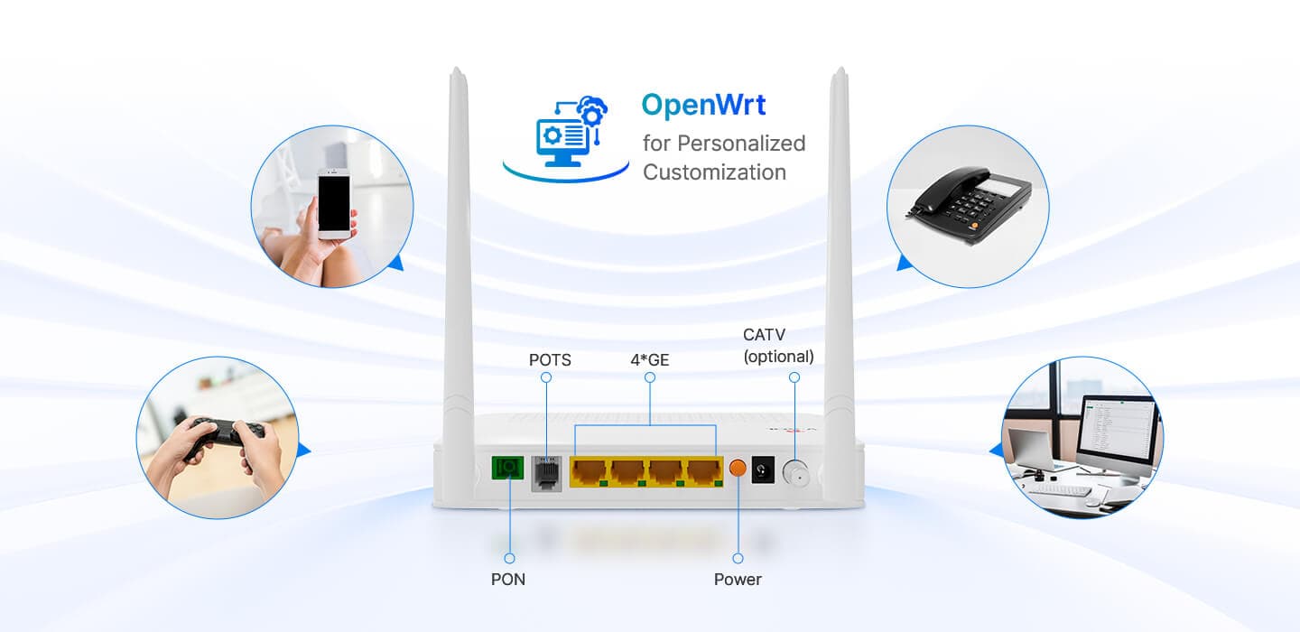 HG325AC(T)-A — 1XPON+4GE+1POTS+CATV+USB 3.0+Wi-Fi 5 HGU ONT, vista 7